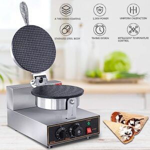 Electric Ice Cream Cone Waffle Maker Machine 1200W Stainless Steel Nonstick Surface for Commercial Home Use (Electric Ice Cream Cone Waffle Maker Machine)