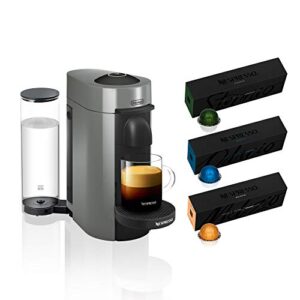 nespresso vertuoplus coffee and espresso machine bundle by de'longhi with vertuoline variety pack coffees included