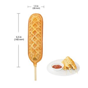 GorillaRock Corn Dog Waffle Maker for Commercial Use | 6 Hotdog Waffles on a Stick | Stainless Steel | 110V