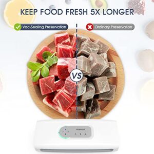 Pro 6 In 1 Food Vacuum Sealer Machine in White-Versatile Food Sealer with Bags and Rolls-Wet Food Mode,85Kpa Great Suction,Consecutive Sealing,Sous Vide Applied