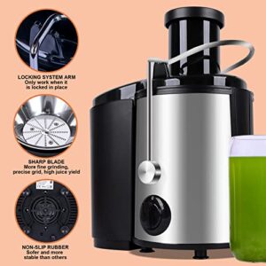 LafingKiz Juicer, 800W Centrifugal Juicer Extractor with Extra Large 3" Feed Chute, 2 Speeds, Easy to Clean, Electric Juicer for Whole Fruits and Vegetables, BPA-Free