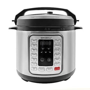kingbull 8 quart 12-in-1 ss electric pressure cooker, multi-use slow cooker, rice cooker, steamer, sauté, yogurt maker, warmer &delay start,led screen& manual,silver