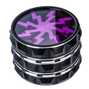 yejeansion premium 2.5" aluminium grinder, with black and purple lid, portable and easy to clean.
