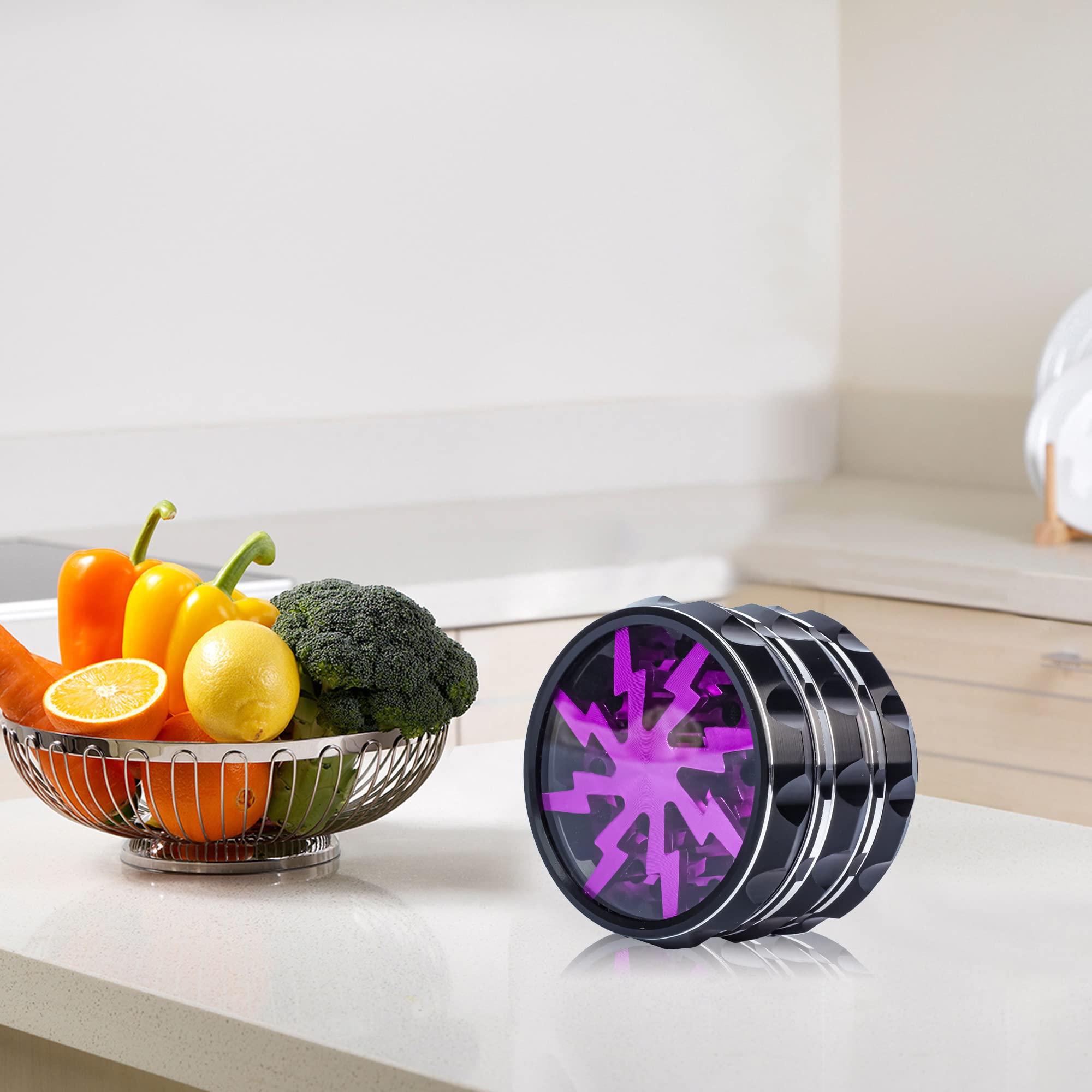 YeJeansion Premium 2.5" Aluminium Grinder, With Black and Purple Lid, Portable and Easy to clean.