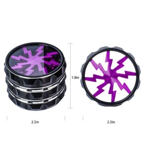 YeJeansion Premium 2.5" Aluminium Grinder, With Black and Purple Lid, Portable and Easy to clean.