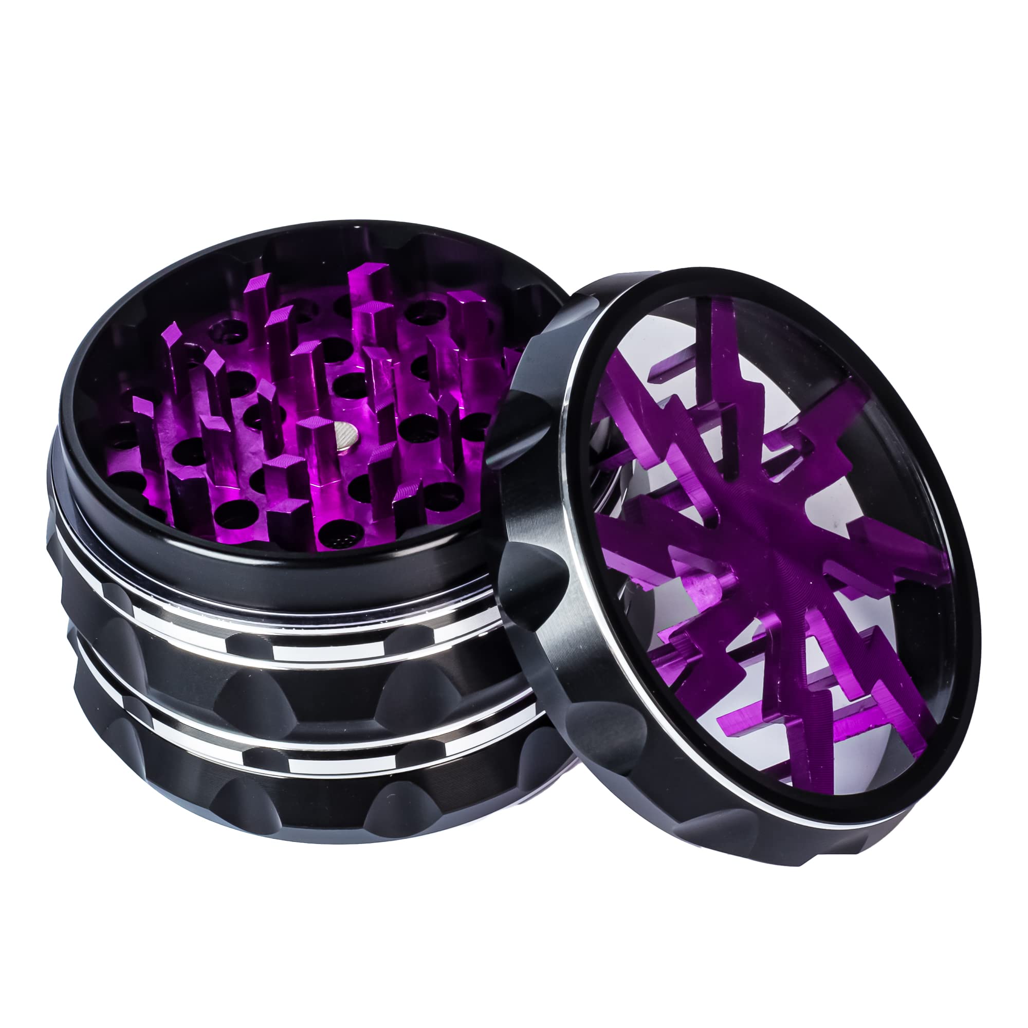 YeJeansion Premium 2.5" Aluminium Grinder, With Black and Purple Lid, Portable and Easy to clean.