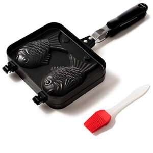 taiyaki pan - fish shaped waffle cake maker - comes with silicone oil brush - by kuha