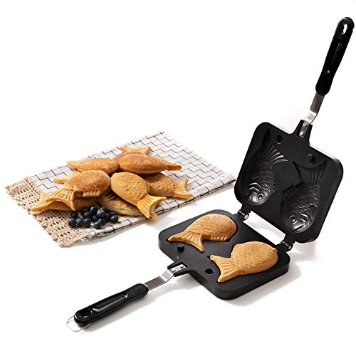 Taiyaki Pan - Fish Shaped Waffle Cake Maker - Comes with Silicone Oil Brush - by KUHA