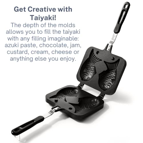 Taiyaki Pan - Fish Shaped Waffle Cake Maker - Comes with Silicone Oil Brush - by KUHA