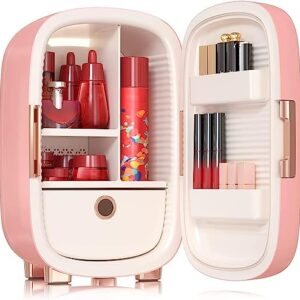 Cosy Life Skincare Fridge 12 Liter, Beauty Fridge for Comestic storage 10°C/50°F + Intelligent Constant Temperature Control Mini Fridge, Pink Cosmetics Refrigerator Compact Fridge for Makeup Lipstick