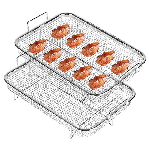 Air Fryer Basket for Oven: YIDM 2 Piece Non-Stick Mesh Oven Air Fryer Basket, Food-Grade Stainless Steel Air Fryer Basket, Cooling or Drying Used for Convection Ovens Air Fryers