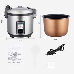 Onlicuf Commercial Electric Stainless Steel Rice Cooker 60-Cup Cooked (30-Cup UNCOOKED) 1350W for Restaurant