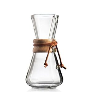 chemex pour-over glass coffeemaker - hand blown series - 3-cup - exclusive packaging
