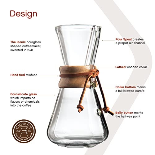 Chemex Pour-Over Glass Coffeemaker - Hand Blown Series - 3-Cup - Exclusive Packaging
