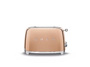 smeg tsf01rgus limited edition 50's retro style aesthetic 2 slice toaster rose gold, copper