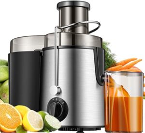 juicer machines, vxdoirk 3" wide mouth 400w centrifugal juicers for vegetable and fruit, juice extractor with 3-speed setting, easy to clean, bpa free