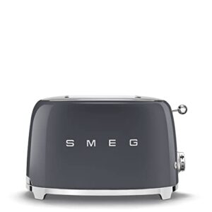 smeg 50's retro style aesthetic 2 slice toaster in slate gray