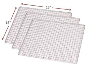 3-pack stainless steel 12 x 13 dehydrator drying trays fits samson sb106 and sb109 dehydrators also fits magic mill, aroma, ivation, chefman & others