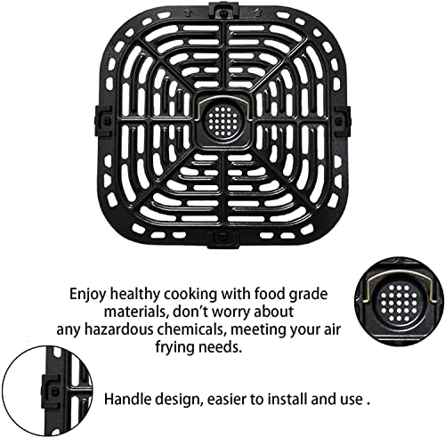 Air Fryer Grill Pan for Instants Vortex 2QT Mini Air Fryer Oven, Premium Air Fryer Grill Crisper Plate, Air Fryer Grate Grid with Rubber Tabs for Instants 2QT Air Fryer, Nonstick, Dishwasher Safe