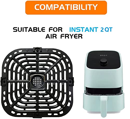 Air Fryer Grill Pan for Instants Vortex 2QT Mini Air Fryer Oven, Premium Air Fryer Grill Crisper Plate, Air Fryer Grate Grid with Rubber Tabs for Instants 2QT Air Fryer, Nonstick, Dishwasher Safe