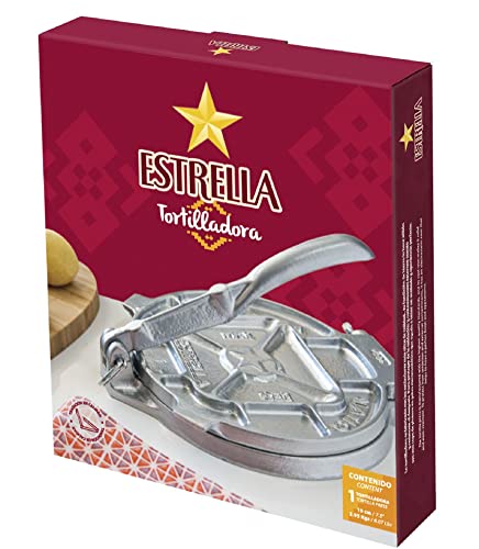 Estrella 7.5 inch Cast Iron Tortilla Press and Pataconera, Original Made in MEXICO