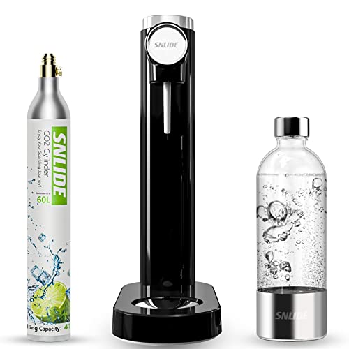 SNLIDE Soda Maker, Soda Water Machine with 1L BPA Free Pet Bottle & DIY Stickers, Easy to Operate, Sparkling Water Maker for Home, with One 60L CO2 Exchange Carbonator