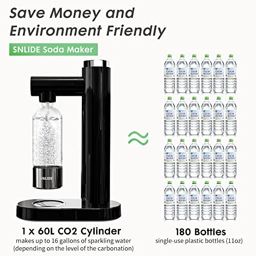 SNLIDE Soda Maker, Soda Water Machine with 1L BPA Free Pet Bottle & DIY Stickers, Easy to Operate, Sparkling Water Maker for Home, with One 60L CO2 Exchange Carbonator