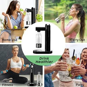 SNLIDE Soda Maker, Soda Water Machine with 1L BPA Free Pet Bottle & DIY Stickers, Easy to Operate, Sparkling Water Maker for Home, with One 60L CO2 Exchange Carbonator