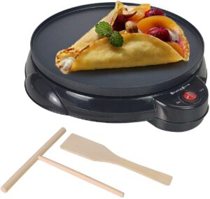 health and home electric crepe maker - 10"crepe pan,crepe griddle, non-stick pancake maker - easy clean & includes wooden spatula, batter spreader