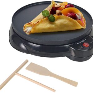 Health and Home Electric Crepe Maker - 10"Crepe Pan,Crepe Griddle, Non-stick Pancake Maker - Easy Clean & Includes Wooden Spatula, Batter Spreader