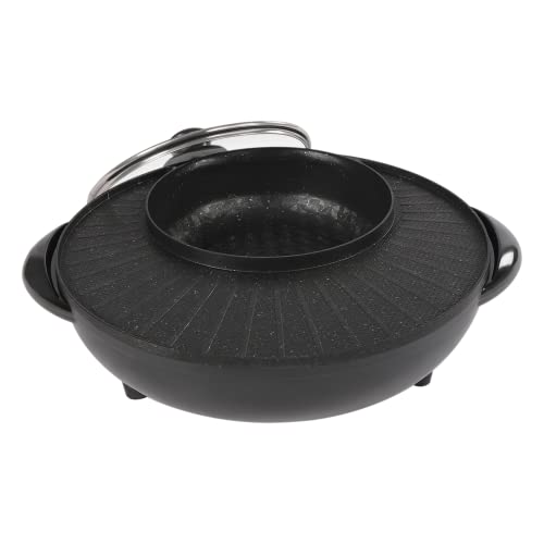 Circular Edition Hotpot Grill Combo Indoor BBQ, Electric Hot Pot with Divider, Portable Smokeless Grill,for Family and Friends Dinner