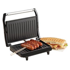 universal mini panini press 850w, breakfast sandwich maker, mini grill, non-stick 9"x6" grids | fit food of up to 2" thick, perfect for grilled cheese, panini, burgers, sausages, and vegetables