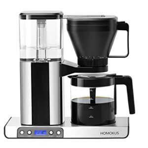 homokus 8 cup stainless steel programmable coffee maker with timer - drip coffee machine with glass carafe - polished silver - 40 oz - 1.2l