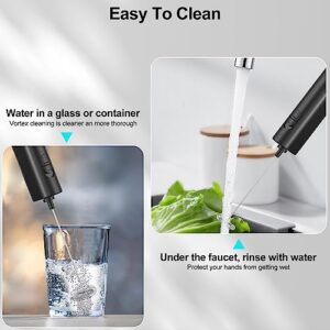 Milk Frother Handheld, COKUNST Battery Operated Milk Frother for Matcha Coffee, Electric Drink Mixer Portable Mini Foam Maker for Frappe, Hot Chocolate, Cappuccino and Latte, No Stand, Black