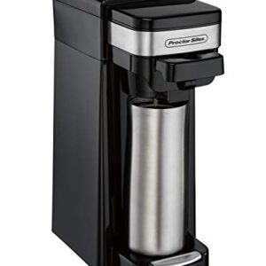 Proctor Silex Single Serve Coffee Maker, Compatible with K-Cup Pods or Grounds, Fits a Travel Mug (49969), 14 ounces