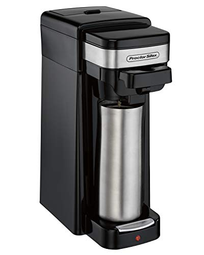 Proctor Silex Single Serve Coffee Maker, Compatible with K-Cup Pods or Grounds, Fits a Travel Mug (49969), 14 ounces