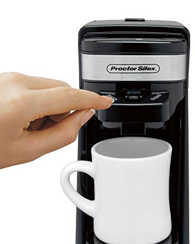 Proctor Silex Single Serve Coffee Maker, Compatible with K-Cup Pods or Grounds, Fits a Travel Mug (49969), 14 ounces