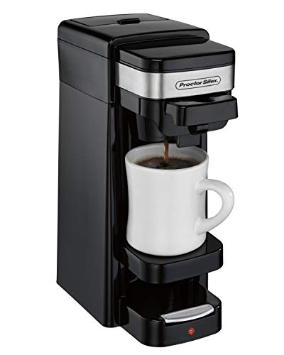 Proctor Silex Single Serve Coffee Maker, Compatible with K-Cup Pods or Grounds, Fits a Travel Mug (49969), 14 ounces