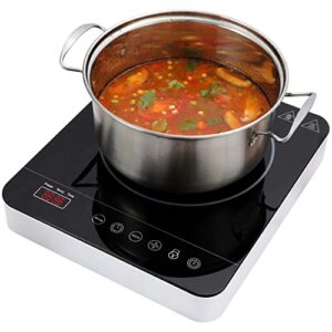 weceleh portable single induction cooktop hot plate countertop burner cooker 1 burner, 1800w, 9 power levels, 10 temp levels, timer, auto-shut-off, touch panel, led display, child safety lock, black