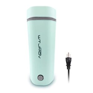 WTJMOV Portable Electric Kettle, Small Travel Electric Tea Kettle Fast Water Boil Automatic Shut-Off 350ML Mini Cup (Light Green)