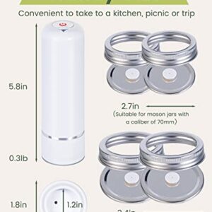 Electric Mason Jar Vacuum Sealer, SEANCHEER Food Saver Jar Sealer Kit for Wide Mouth and Regular Mouth Mason Jars with Electric Vacuum Pump for Food Storage and Fermentation (No Opener Required)