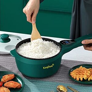 Kaqiluo Multi-Function Computer Board Electric Hot Pot 3L (Including 1.5L Inner Pot + 1.5L Steamer Practical Capacity),Wok, Rapid Noodles Cooker, Steak Pot, Soup Pot, Cook Rice, Travel Cooker, Delay,Keep Warm (Bee pot green)