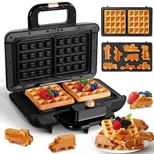 mini truck and car waffle maker for kids 2 in 1 electric non-stick waffle maker make 8 fun different bulldozer truck & more shaped waffles pancake breakfast maker for kids unique gifts for kids