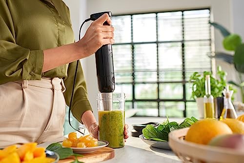 Philips ProMix Viva Collection Handblender, 300W Blending Power, SpeedTouch, On-the-Go Tumbler, Black & Stainless Steel, (HR2629/91)