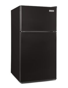 igloo 3.2 cu. ft. double door refrigerator with freezer, adjustable temperature control down to 32 degrees, removable glass shelves, perfect for homes, offices, dorms, apartments, garages, black