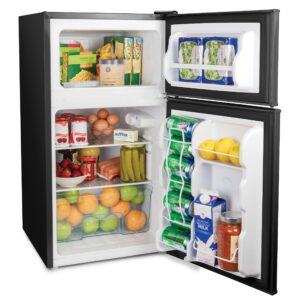 Igloo 3.2 Cu. Ft. Double Door Refrigerator with Freezer, Adjustable Temperature Control Down to 32 Degrees, Removable Glass Shelves, Perfect for Homes, Offices, Dorms, Apartments, Garages, Black