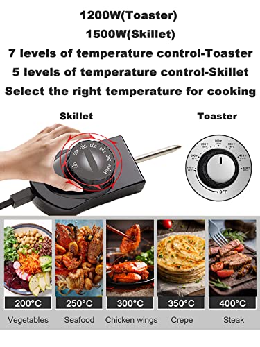 Electric Skillets Nonstick with Lids - 16-inch Electric Frying Pan with Cool Touch Handles, for Frying, Sauteing, Simmering and Braising, Dishwasher Safe