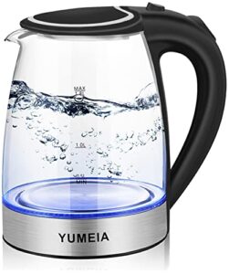 glass electric kettle, tea kettle with led light,1200w 1.8l cordless portable water kettle boiler tea pot with bpa-free, auto-shutoff and boil-dry protection teapot,stainless steel kettle water boiler