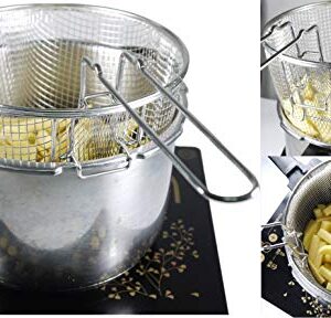 9" Medium Stainless Steel Deep Fry Basket Round Wire Mesh French Chip Frying Serving Food Presentation Tableware With Detachable Handle Fit For Up To 5/6L Pot