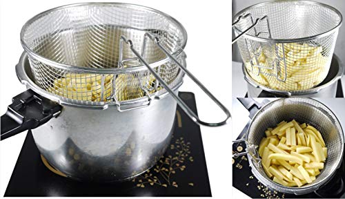 9" Medium Stainless Steel Deep Fry Basket Round Wire Mesh French Chip Frying Serving Food Presentation Tableware With Detachable Handle Fit For Up To 5/6L Pot